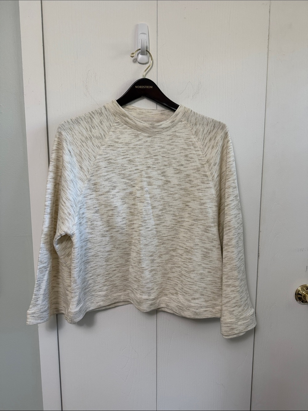 Amuse Society Cream and Tan Heathered Crewneck Sweater